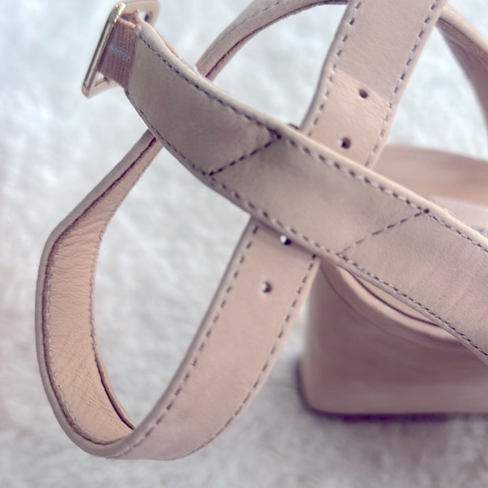 Antonio Melani Sz 9 Nude Beige Leather Open Toe High 4.5” High Heel Sandals NWT - Picture 12 of 16